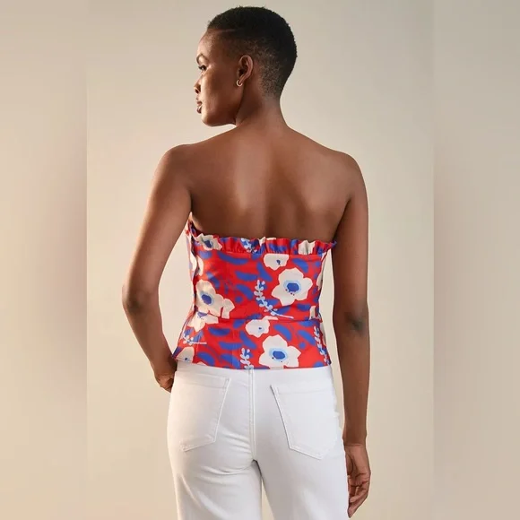 NWT Anthropologie Hutch Strapless Floral Ruffle Top - Picture 3 of 12